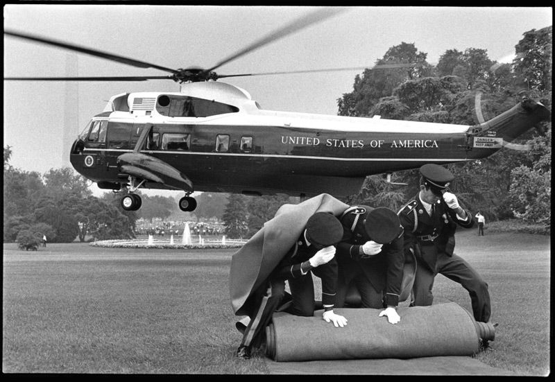 Nixon leaving the White House.
